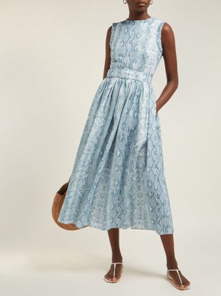 Emilia Wickstead + Snakeskin-Print Linen Dress