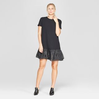 Who What Wear x Target + Short Sleeve Organza Ruffle Mini Dress