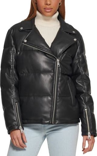 Levi's + Faux Leather Moto Puffer Jacket
