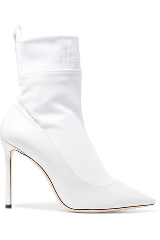 Jimmy Choo + Brandon 100 Leather and Stretch-Ponte Ankle Boots
