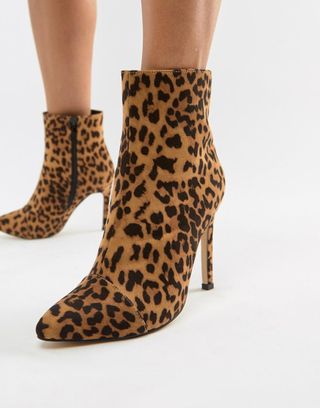 London Rebel + Leopard Stiletto Ankle Boots