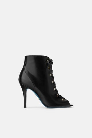 Zara + Blue Collection Lace-Up Leather Ankle Boots