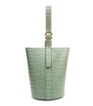 Trademark + Small Croc-Effect Leather Bucket Bag