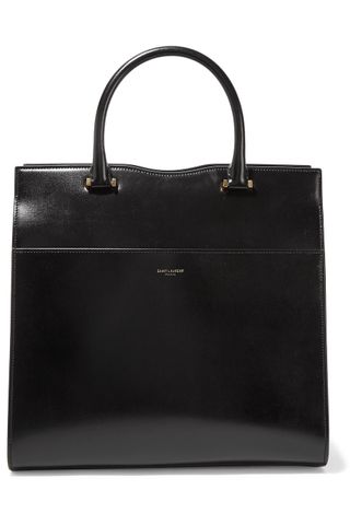 Saint Laurent + Cabas Uptown Glossed Leather Tote