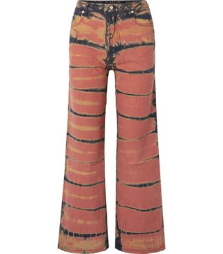 Eckhaus Latta + Cropped Tie-Dyed High-Rise Wide-Leg Jeans