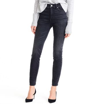 J.Crew + High Rise Toothpick Jeans in Charcoal