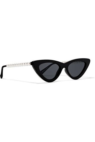 Le Specs + The Last Lolita Faux Pearl-Embellished Cat-Eye Sunglasses