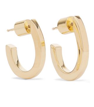 Jennifer Fisher + Square Huggies Gold-Plated Hoop Earrings