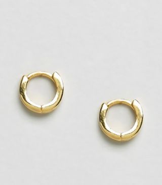 ASOS Design + Gold Plated Sterling Silver Huggie Hinged Hoop Earrings