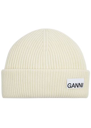 Ganni + Fitted Ribbed Wool-Blend Beanie