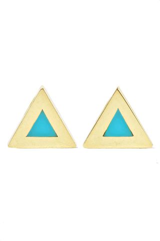 Jennifer Meyer + Mini Triangle 18-Karat Gold Turquoise Earrings