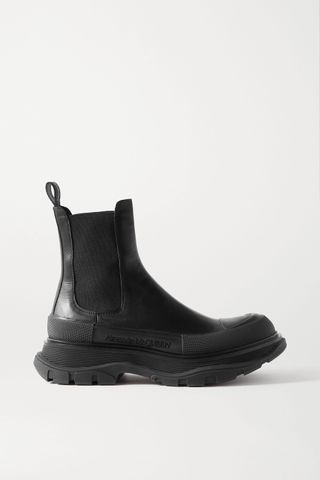 Alexander McQueen + Leather Exaggerated-Sole Chelsea Boots