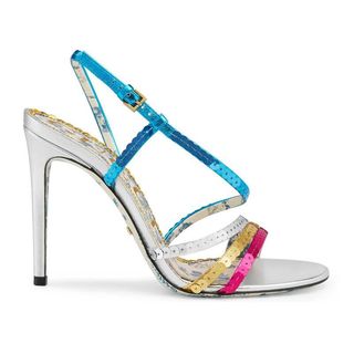 Gucci + Metallic Leather Sandal With Sequins