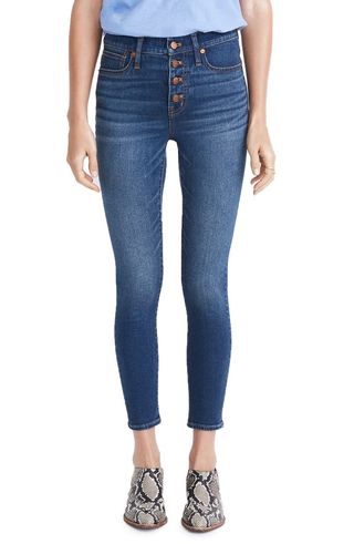 Madewell + Button Front Crop Skinny Jeans