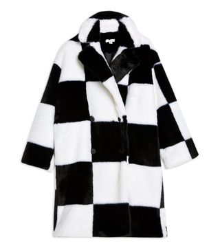 Tosphop + Checkerboard Faux Fur Coat
