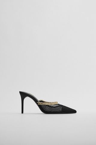 Zara + Mesh Heels With Chain Strap