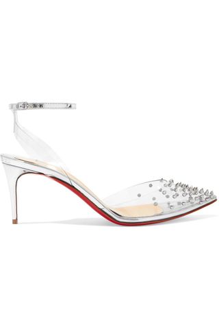 Christian Louboutin + Spikoo 70 Spiked PVC and Mirrored-Leather Pumps