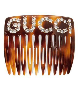 Gucci + Crystal-Embellished Tortoiseshell Resin Hair Slide