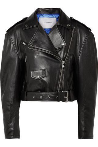 Push Button + Leather Biker Jacket