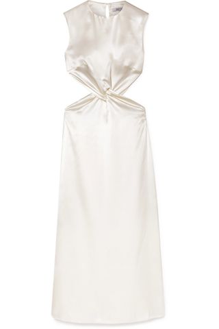 Deitas + Olympia Knotted Cutout Silk-Satin Maxi Dress
