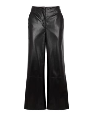 Nanushka + Africa Black Faux Leather Trousers