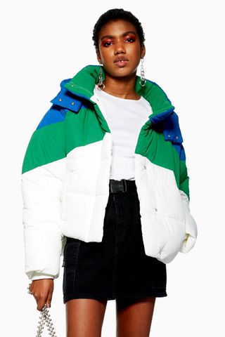 Topshop + Colour Block Puffer Jacket