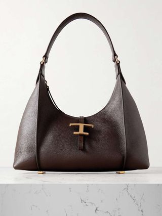 Tod's + T Timeless Small Textured-Leather Shoulder Bag