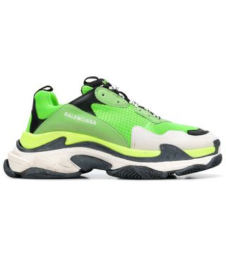 Balenciaga + Fluorescent Green Triple S Sneakers