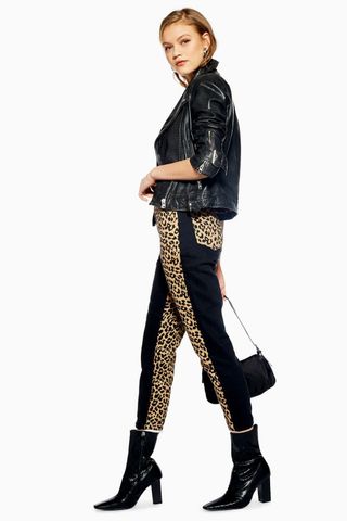 Topshop + Leopard Panel Mom Jeans