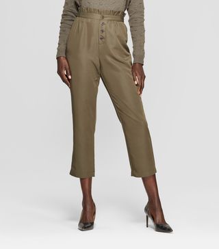 Who What Wear + Relaxed Button-Front Ankle Trouser