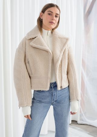 & Other Stories + Cropped Faux Shearling Jacket