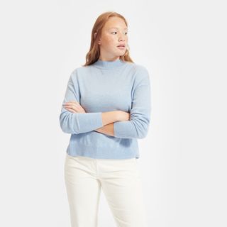 Everlane + Cashmere Crop Mockneck Sweater