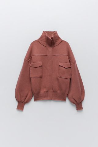 Zara + Knitted Bomber Jacket