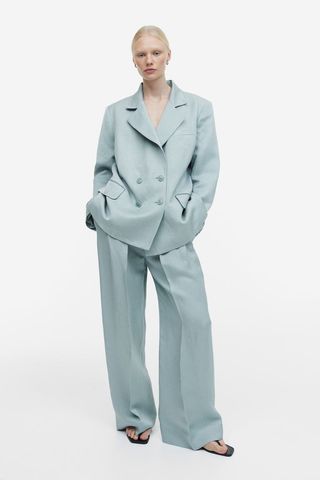 H&M + Linen-Blend Tailored Trousers