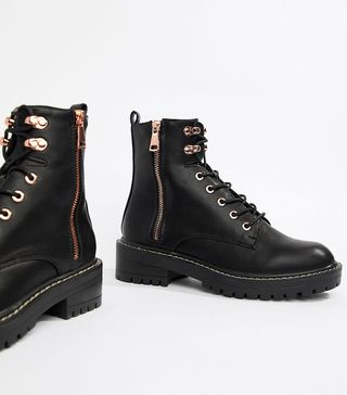 New Look + Lace Up Flat Hiker Boot