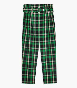 Topshop + Green Check Trousers