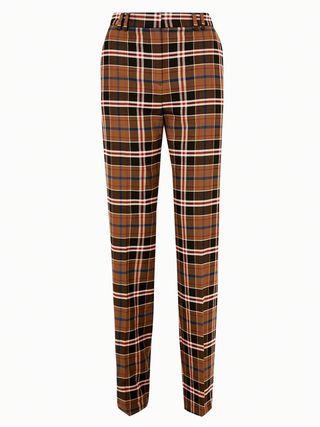 M&S + Checked Straight Leg Trousers
