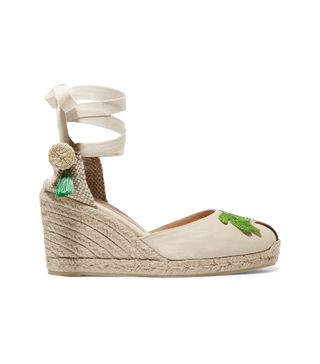 Castañer + Mercedes Salazar + Carina 80 Embroidered Canvas Wedge Espadrilles