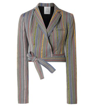 Rosie Assoulin + Cropped Wool and Silk-Blend Jacquard Wrap Blazer