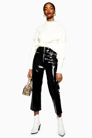 Topshop + High Shine Faux Leather Trousers