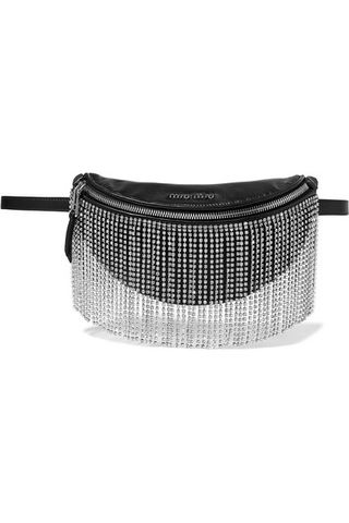 Miu Miu + London Night Crystal-Embellished Matelassé Leather Belt Bag