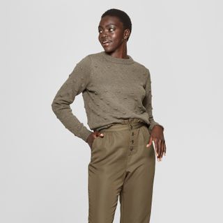 Who What Wear x Target + Long Sleeve Popcorn Stitch Crew