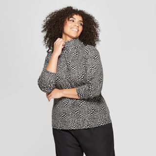 Who What Wear x Target + Leopard Print Long Sleeve Turtle Neck