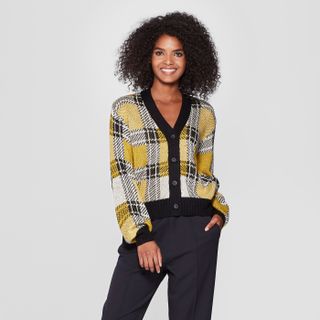 Who What Wear x Target + Plaid Long Sleeve Cardigan