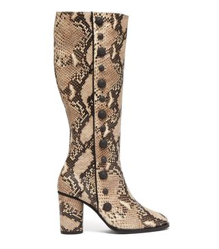 Rue St + Lana Snake Effect Leather Knee High Boots
