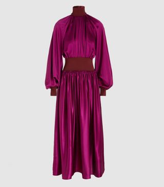 Roksanda + Minerva Silk-Satin Long-Sleeve Dress