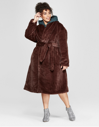 Who What Wear Collection + Faux Mink Robe Coat
