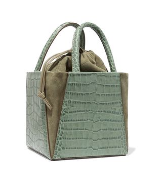 Trademark + Dorthea Box Croc-Effect Leather and Suede Tote