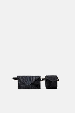 Zara + Animal Print Double Pocket Belt Bag