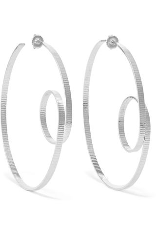 Annie Costello Brown + Circle Scroll Silver Hoop Earrings